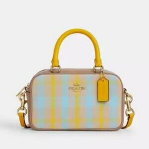 Satchel Crossbody Bag With Plaid Print
